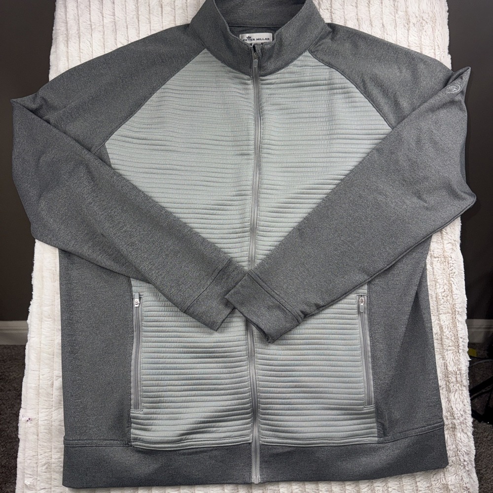 Peter Millar Crown Pemberton LS Zip Golf Jacket Men L Gray Whisper Rock NWOT - Picture 1 of 15